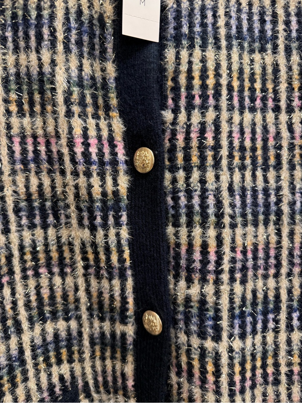 Talbots Sparkle Tweed Crewneck Cardigan Sweater NWT Size Medium - Picture 3 of 8